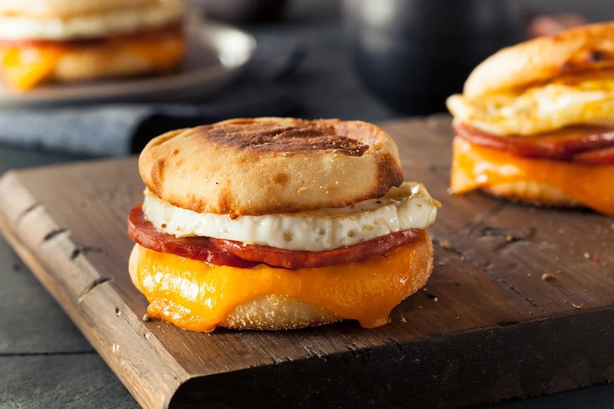 Bar Robo’s breakfast sandwich with egg and melted cheddar.