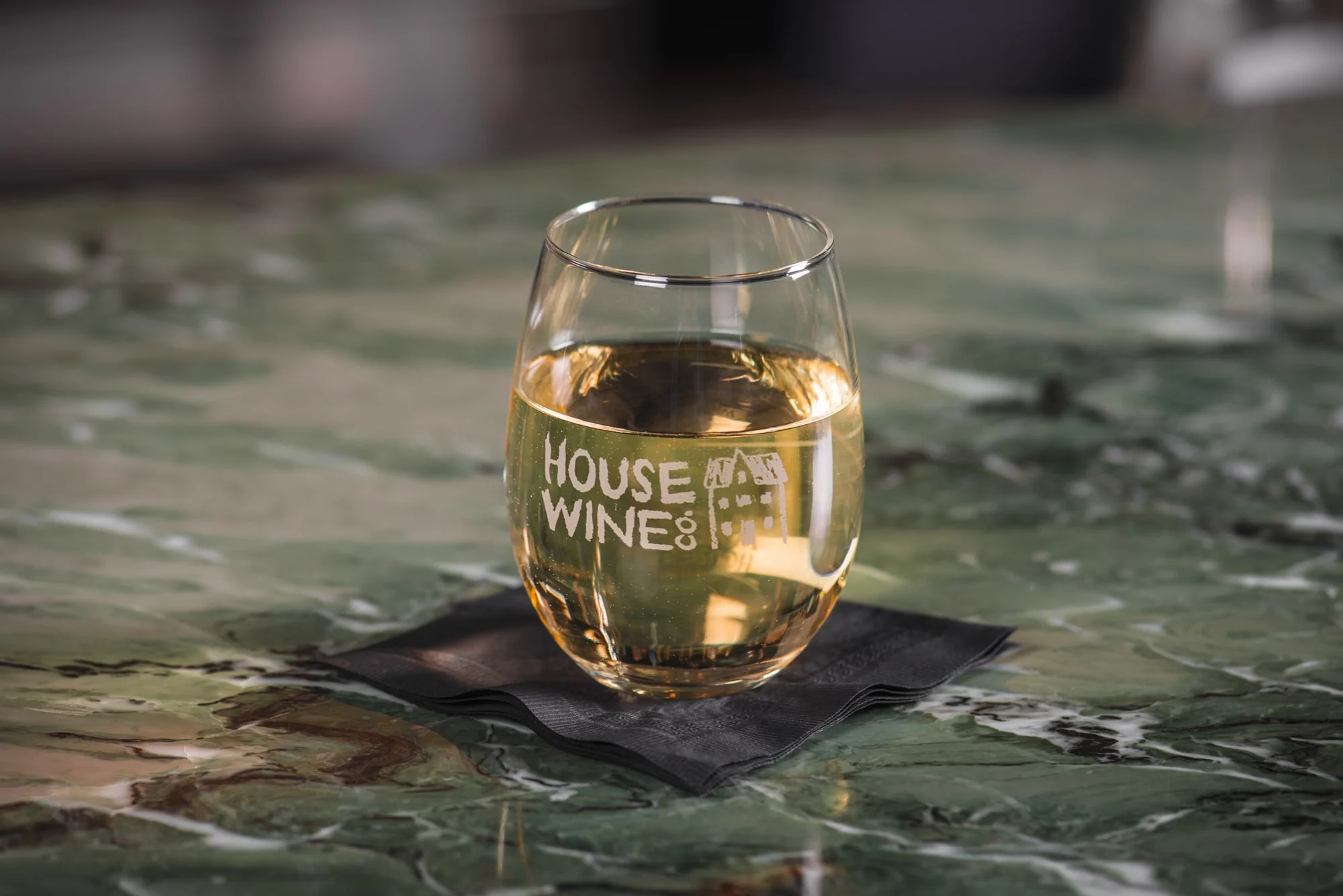 A glass of wine at Q Bar.